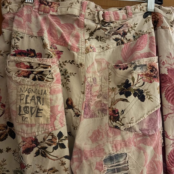 Magnolia Pearl Pink and Cream Floral Trousers - Picture 3 of 5